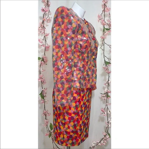 Vintage 1980's David Hayes Sequined Silk S… - Picture 6 of 12